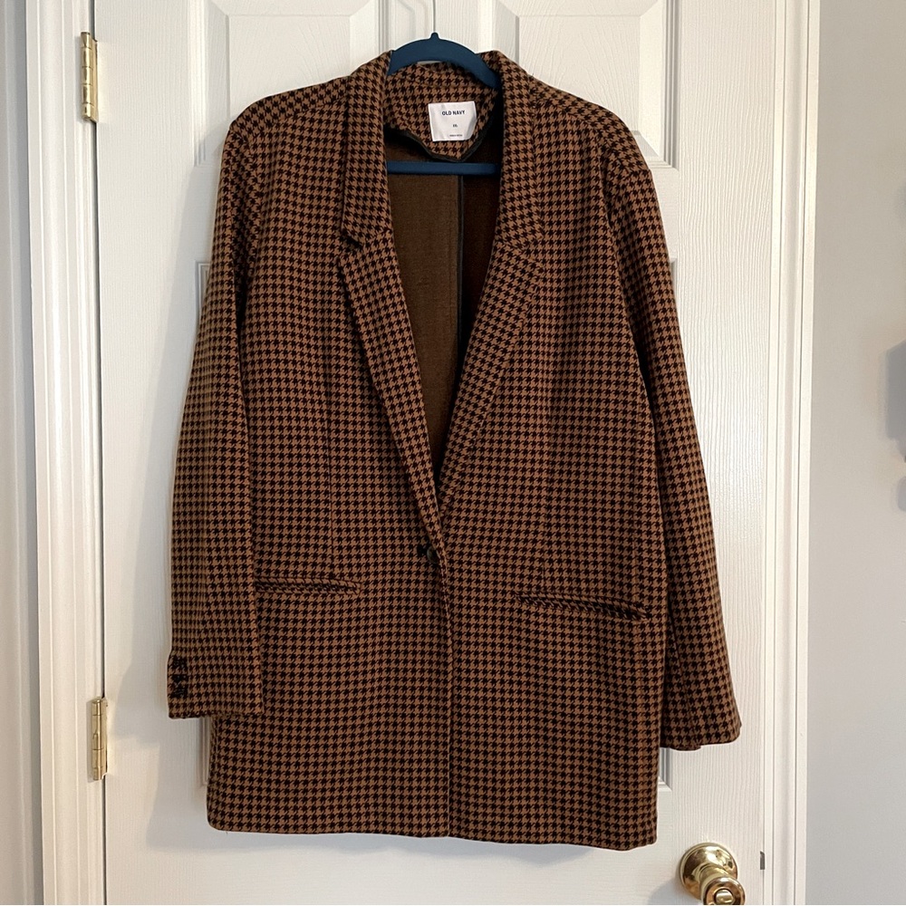 Old Navy Longline Houndstooth Blazer
